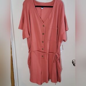 Old Navy Coral Button-Down Romper SIZE 4XL NWT
